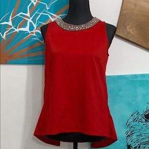 NWT Embellished collar red blouse xs